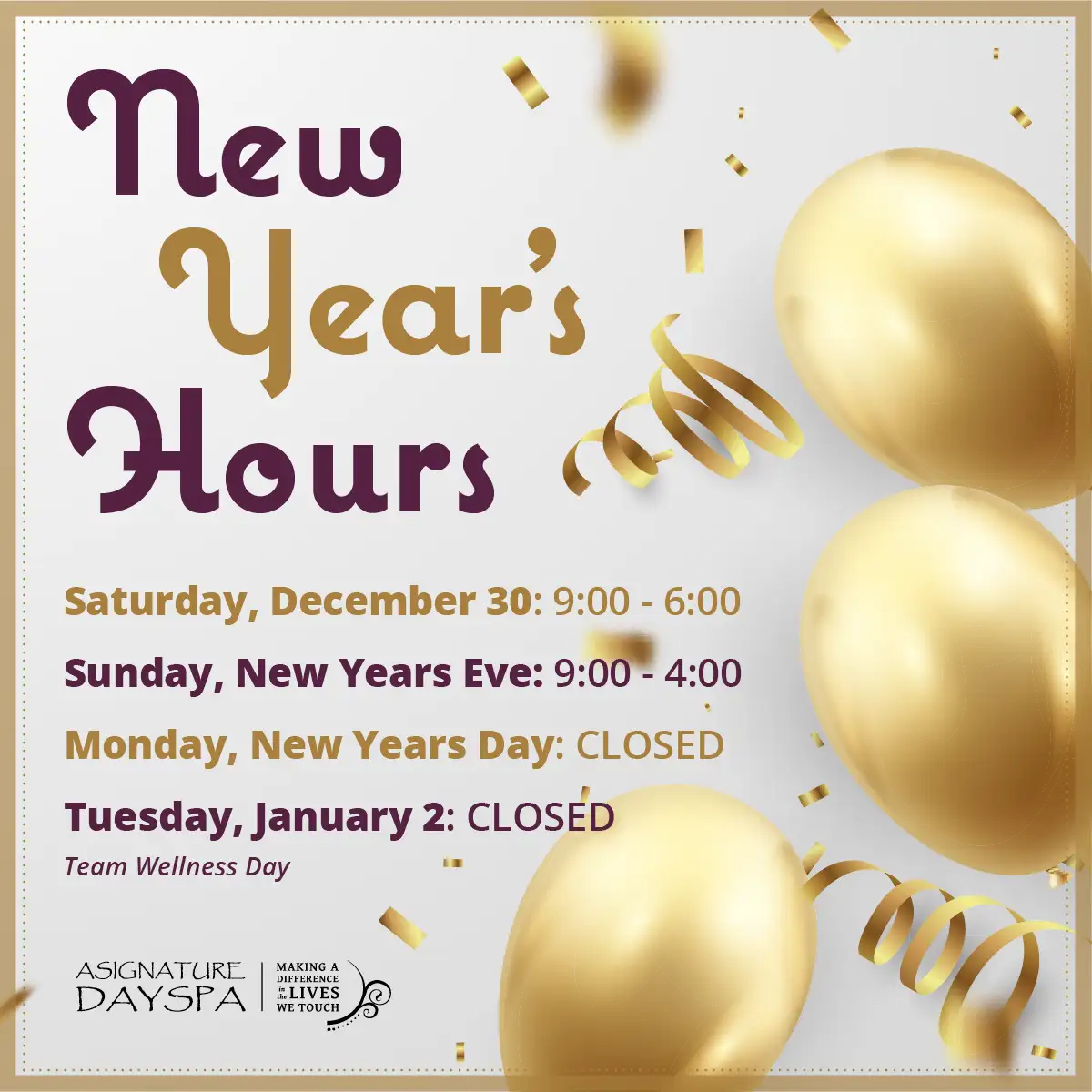 New Years Hours